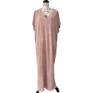 Barefoot Dreams Beach Cozy Terry Kaftan Dress Lounge Blush Pink Womens Size XL